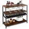 Costway Rustic Wine Rack Table 13 Bottles Wine Bar Cabinet Freestanding with Glass Holder